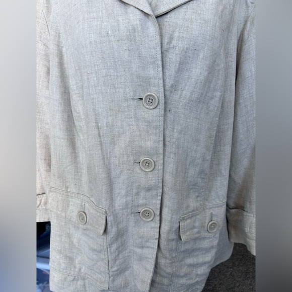 Studio Works 100% Linen Blazer Jacket in Neutral Natural Linen size XL - Picture 2 of 10